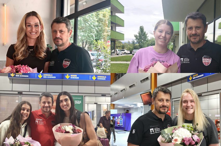  Primele imagini cu noile achiziții ale Gloriei la Bistrița. Handbalistele au fost întâmpinate de team managerul Radu Moldovan. FOTO