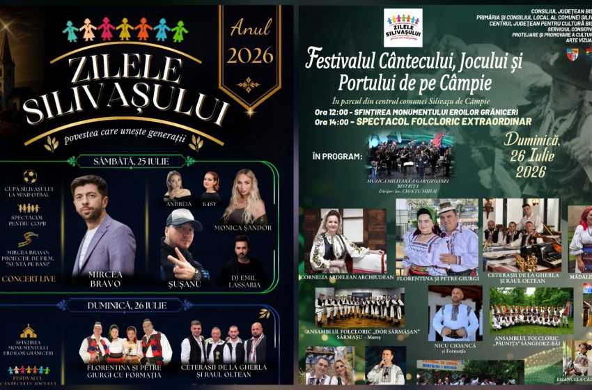  Zilele Silivașului 2026: Mircea Bravo, Șușanu și un festival folcloric de tradiție, în ultimul weekend din iulie