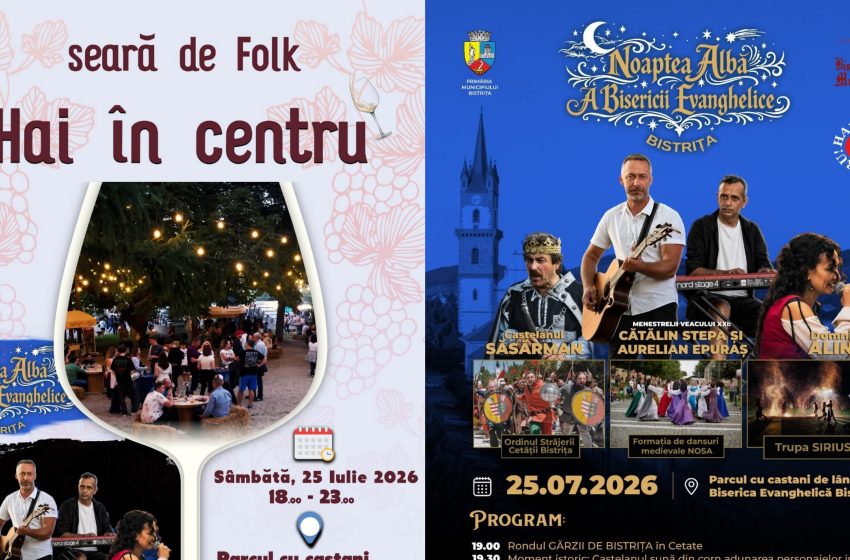  Seară de folk și atmosferă medievală în centrul Bistriței, sâmbătă, la Noaptea Albă a Bisericii Evanghelice