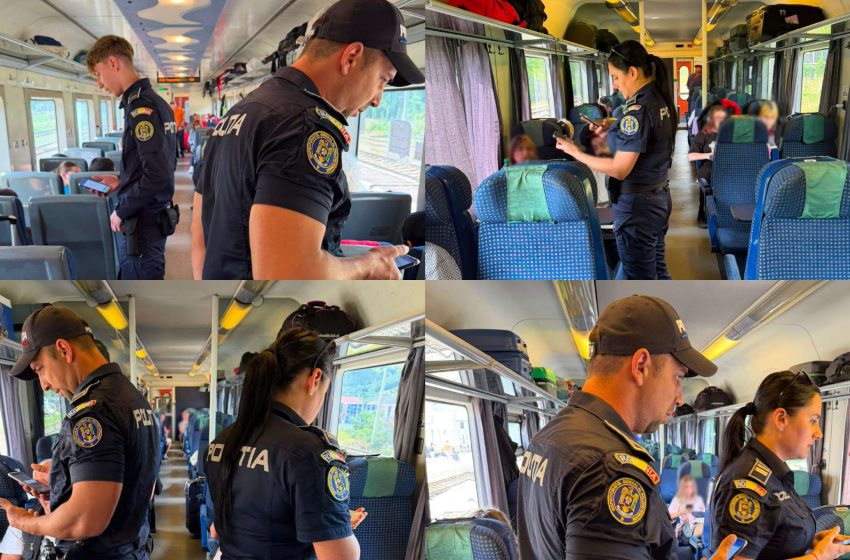  Acțiuni ale Poliției Transporturi în gări și trenuri pentru siguranța călătorilor. FOTO