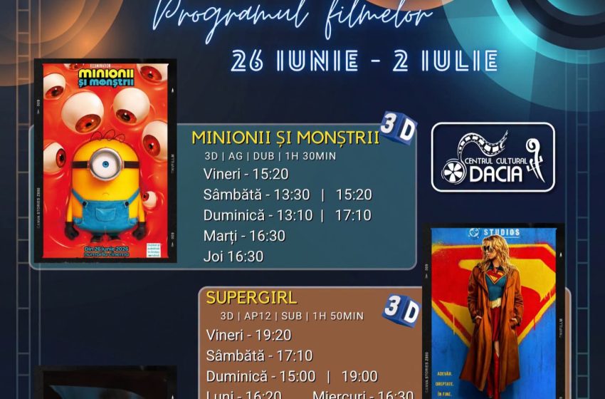  Programul filmelor la Cinema Dacia din Bistrița, în perioada 26 iunie -2 iulie 2026