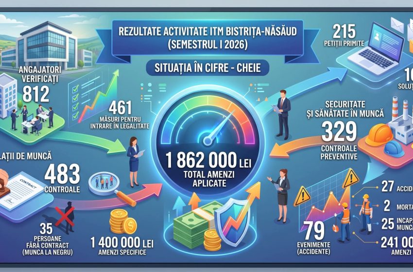  Peste 1,8 milioane de lei în amenzi aplicate de ITM Bistrița-Năsăud în primele șase luni din 2026
