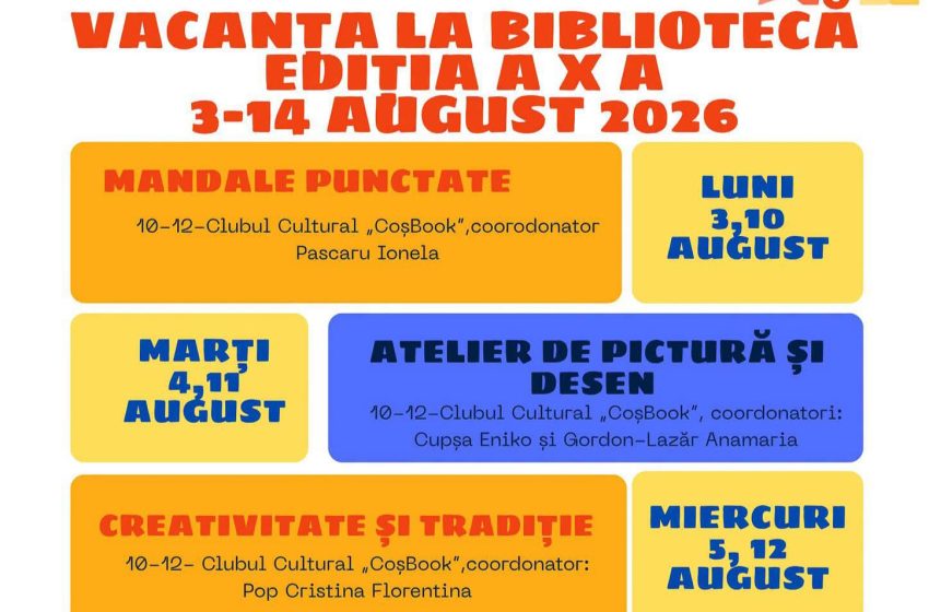  Încep înscrierile pentru „Vacanța la Bibliotecă”. Două săptămâni de ateliere gratuite pentru copii
