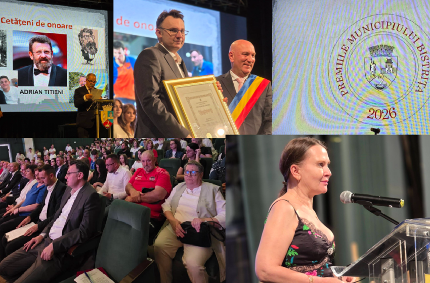 Bistrița are 3 noi cetățeni de onoare: Mirela Trăistaru, Adrian Titieni și Adrian Crișan. Joi seara au fost acordate și premiile orașului pe 2026. FOTO