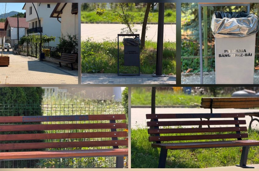  Promenada din Sângeorz-Băi prinde contur. Se montează băncile pentru zona de relaxare. FOTO