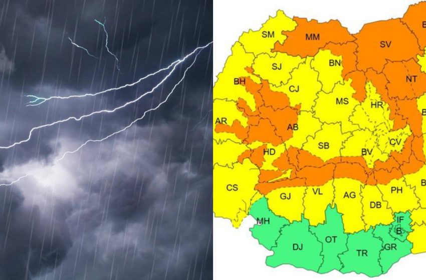  Cod Galben si Cod Portocaliu de furtuni în Bistrița-Năsăud. Vremea se schimbă radical