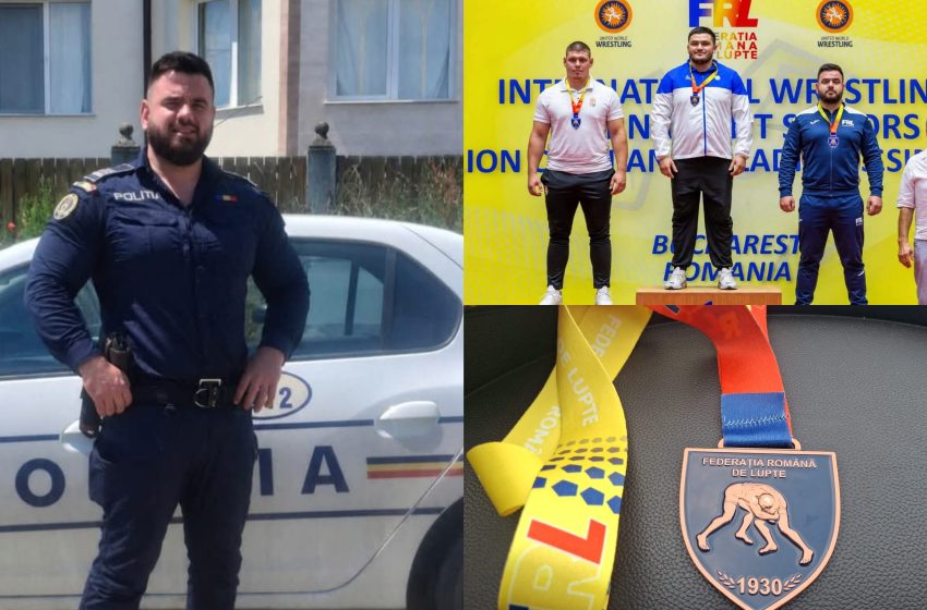  Polițist din Bistrița-Năsăud, medaliat cu bronz la un important turneu internațional de lupte. FOTO