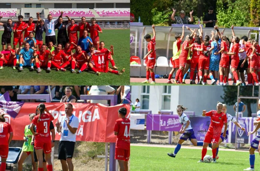  Fotbal feminin: Gloria Bistrița învinge la Timișoara cu 1-0 și scoate primele 3 puncte. Puștoaica de 15 ani, Nicoară, respinge mingea care aducea egalarea