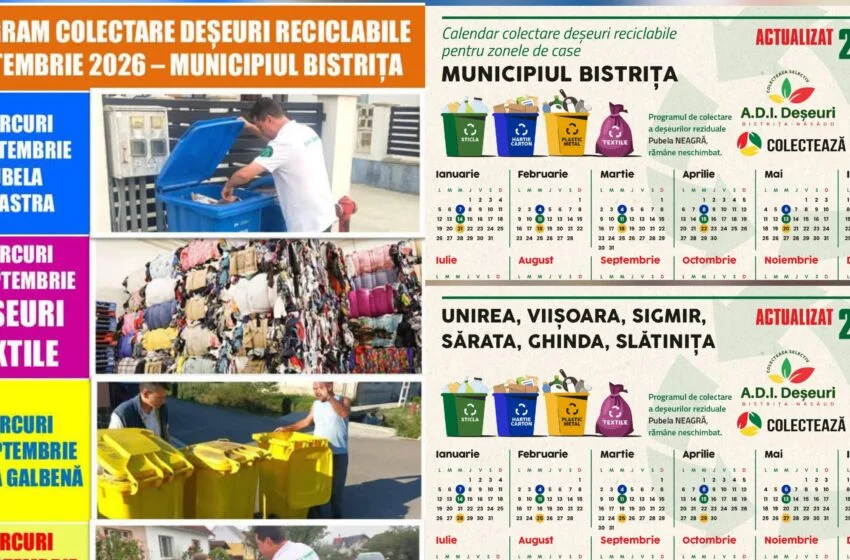  Programul de colectare a deșeurilor reciclabile în Bistrița, în septembrie. Deșeurile textile înlocuiesc sticla