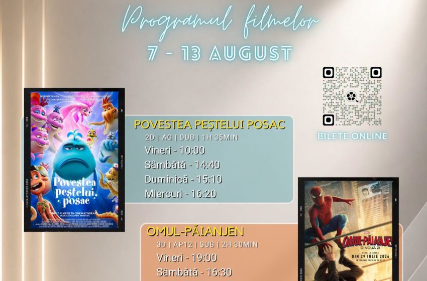  Programul filmelor la Cinema Dacia din Bistrița, în perioada 7-13 august 2026