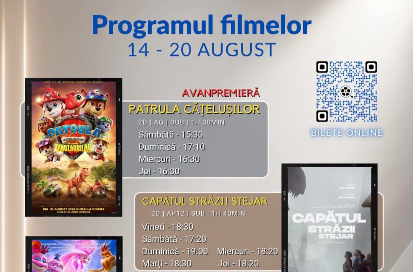  Programul filmelor la Cinema Dacia din Bistrița, în perioada 14-20 august 2026