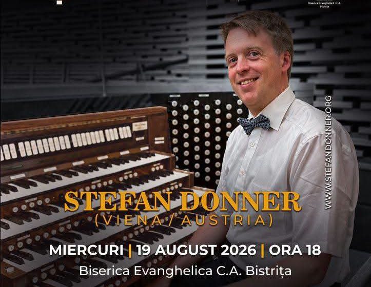  Stefan Donner, unul dintre cei mai apreciați organiști ai Europei, concertează la Bistrița