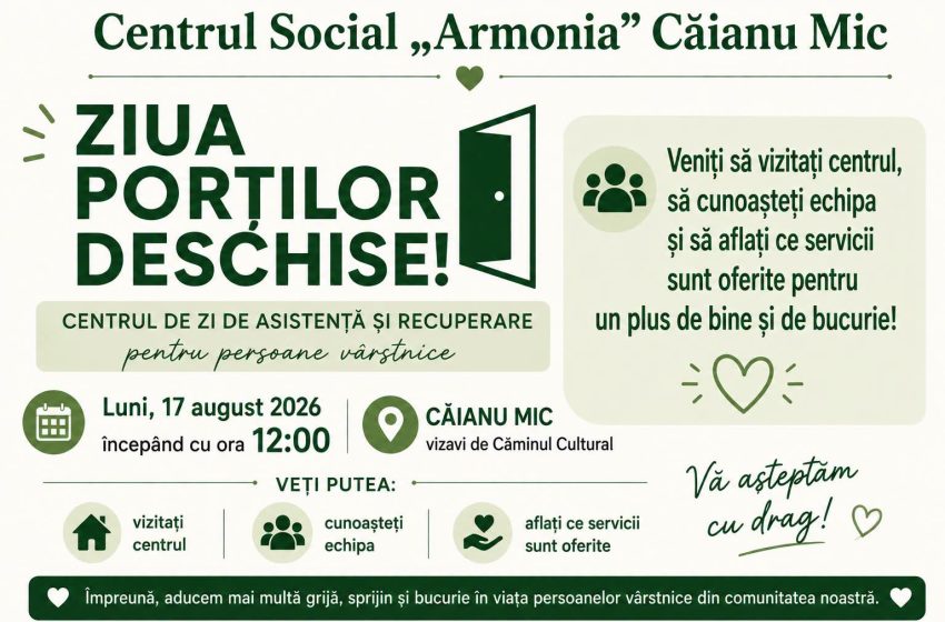  Porțile Centrului „Armonia” din Căianu Mic se deschid pentru comunitate