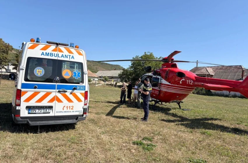 RETEAG: Un bărbat căzut de pe schelă a fost transportat cu elicopterul SMURD la o clinică din Târgu Mureș
