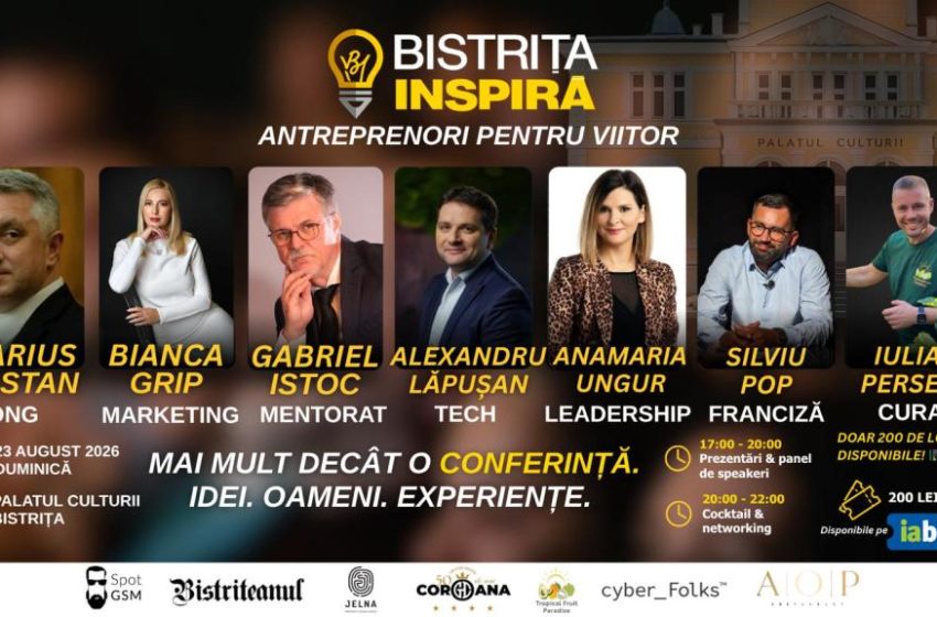  Bistrița Inspiră 2026: antreprenori de succes și idei pentru viitor, la Palatul Culturii