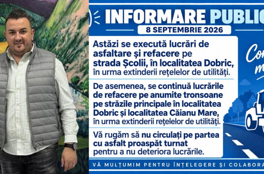 Lucrări de asfaltare în Dobric și Căianu Mare. Șoferii sunt rugați să evite zonele cu asfalt proaspăt