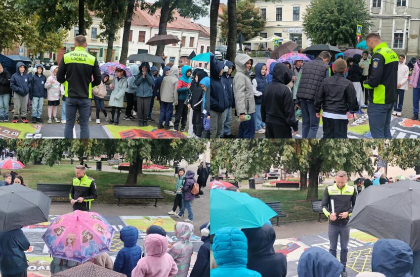  De Ziua fără autoturism, copiii din Bistrița au învățat regulile de circulație. FOTO