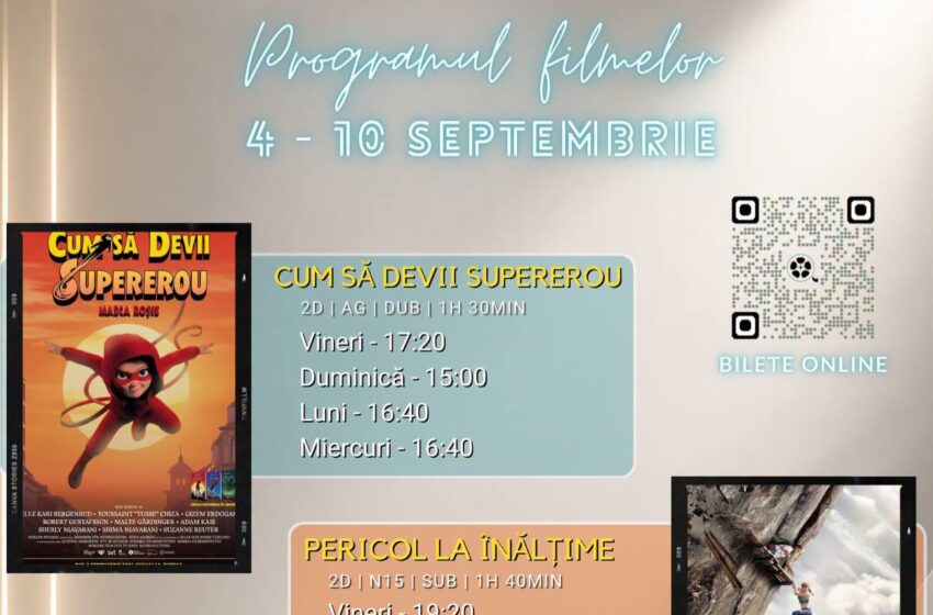  Programul filmelor la Cinema Dacia din Bistrița, în perioada 4-10 septembrie 2026