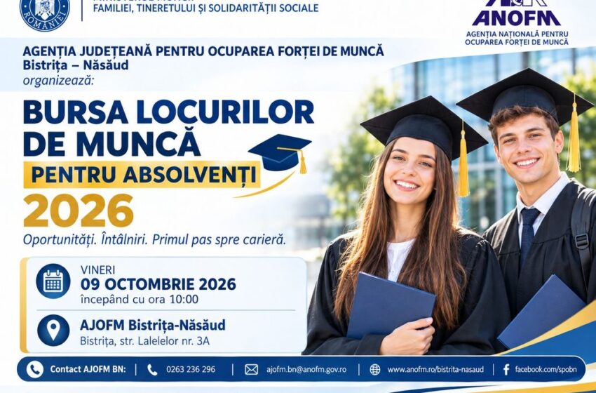  Absolvenții din Bistrița-Năsăud, față în față cu angajatorii. Bursa Locurilor de Muncă are loc în octombrie