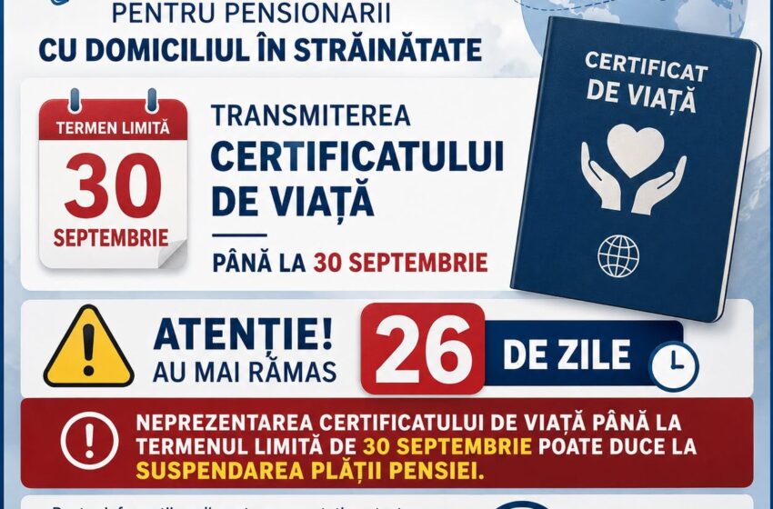  Casa Județeană de Pensii Bistrița-Năsăud: A doua verificare a certificatului de viață se încheie la finalul lunii