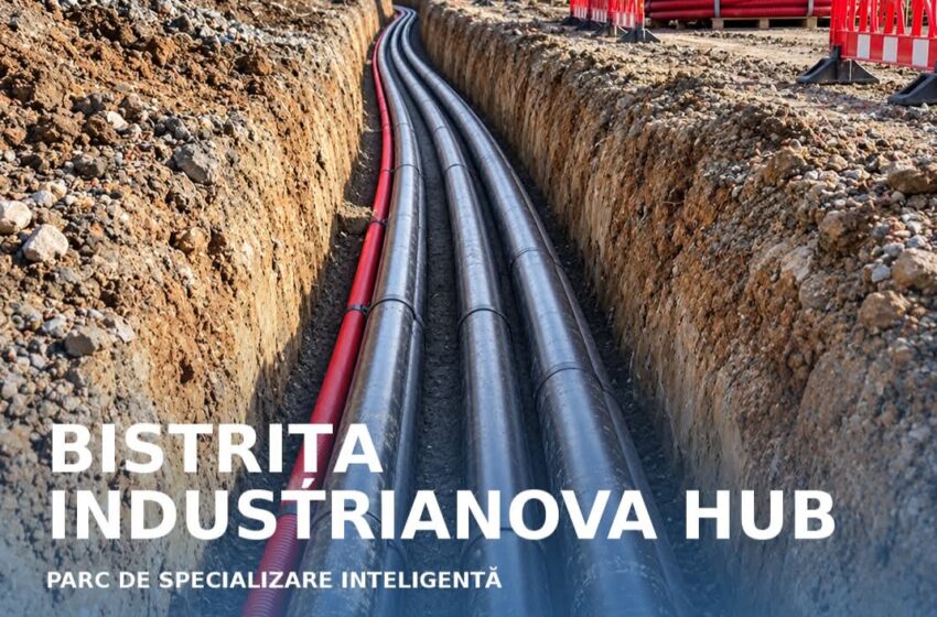  Primăria Bistrița continuă lucrările la IndustriaNova Hub. Se lucrează intens la rețelele subterane