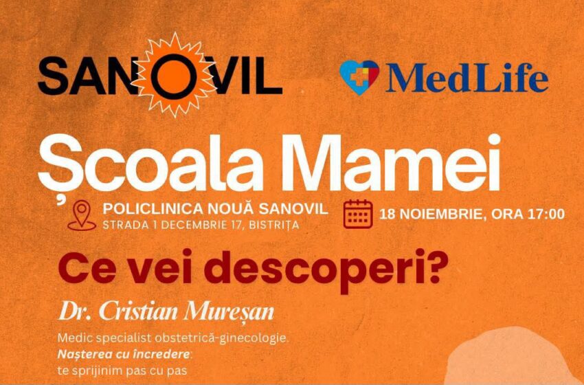  Școala Mamei, la Policlinica Nouă Sanovil din Bistrița. Participare gratuită pentru viitorii părinți