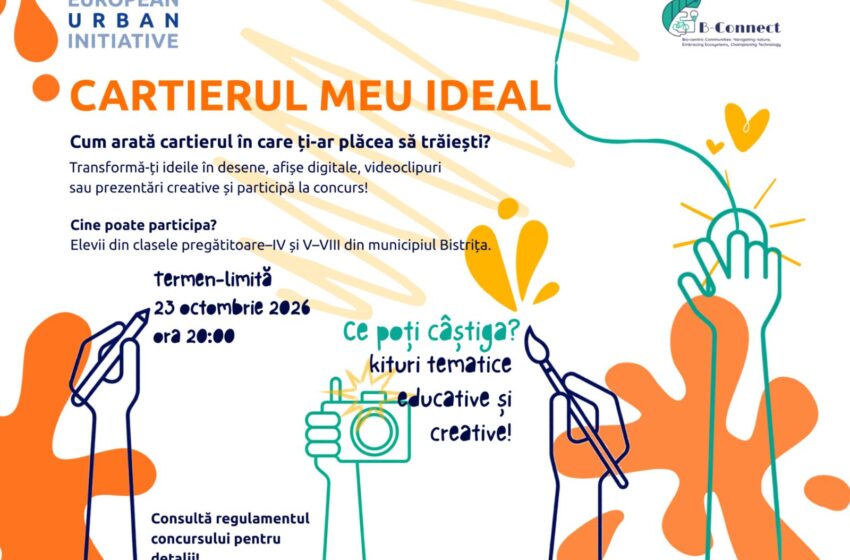  „Cartierul meu ideal”, concurs dedicat elevilor din Bistrița. Înscrierile se încheie pe 23 octombrie.